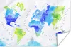 MuchoWow® Poster Weltkarte - Aquarell - Grün - Blau 60x40 Produktbild-Vorschau 1