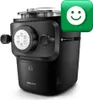 A black Philips pasta maker with a happy face overlay. Produktbild-Vorschau