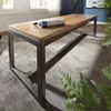 A wooden bench with a metal frame in a room setting. Anteprima dell’immagine prodotto