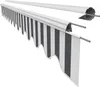 A striped awning fabric with metal support rods, shown in a studio setting against a white background.