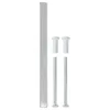 A set of hardware components for a door handle, including a metal bar, two screws, and two white plastic caps. Produktbild-Vorschau