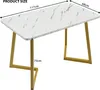 Table à manger 117 x 68 cm, aspect marbre blanc, plateau de Voir les images du produit 4