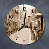 Glasuhr Wanduhr Küchenuhr Echt-Glas 30fi cm Gasse sepia Produktbild-Vorschau 2