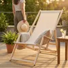 Mucola Strandstuhl mit Armlehnen Strandliege Holz Produktbild-Vorschau 4