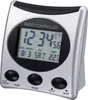 A digital alarm clock with a silver and black casing, displaying the time, date, and temperature. Anteprima dell’immagine prodotto