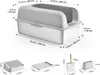 A diagram showing the dimensions of a cat litter box and its accessories. Náhľad obrázku produktu