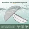 Two mop pads are shown submerged in water, with text indicating they are washable and reusable. Produktbild-Vorschau