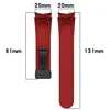 A diagram showing two red watch straps with dimensions indicated. Produktbild-Vorschau