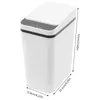 A white automatic trash can with dimensions shown. Náhled obrázku produktu