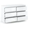 A white dresser with six drawers, some of which are partially open. Produktbild-Vorschau
