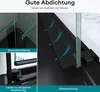 Close-up views of a shower enclosure, highlighting sealing and cleaning features. Produktbild-Vorschau