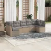 vidaXL 7-tlg. Garten-Sofagarnitur mit Kissen Beige Poly Produktbild-Vorschau 2