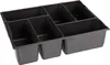 A black plastic organizer with multiple compartments. Náhled obrázku produktu