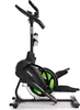 A side view of a black and green elliptical cross trainer on a white background. Podgląd zdjęcia produktu