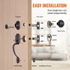An exploded diagram showing the components of a door lock set and how they are installed. Anteprima dell’immagine prodotto