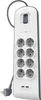 A white and gray Belkin surge protector with multiple outlets and USB ports, shown from a slightly elevated front-left angle. Produktbild-Vorschau