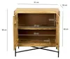 Sideboard Mango 91x96cm mit offenen Holztüren und zwei Einlegeböden, geöffnet zur Ansicht des Innenraums mit Metallgestell. Voir les images du produit