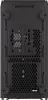 The back view of a black computer tower case. Produktbild-Vorschau