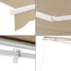 A collage of four close-up images showing different parts and details of a retractable awning. Anteprima dell’immagine prodotto