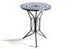 A round mosaic-top table with a black metal base, photographed on a white background. Produktbild-Vorschau