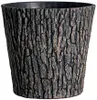 A close-up view of a plant pot with a textured, wood-like finish. Produktbild-Vorschau
