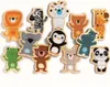 A collection of wooden magnetic animal figures arranged on a white background. Produktbild-Vorschau