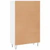The back of a white and brown highboard with hairpin legs, shown against a white background. Voir les images du produit