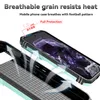 A close-up view of a phone case with arrows indicating airflow, suggesting breathability. Produktbild-Vorschau