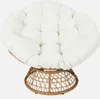 A papasan chair with a white cushion on a woven base, presented against a white background. Produktbild-Vorschau