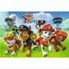 A group of cartoon dogs from Paw Patrol in a grassy outdoor setting with a tower and binoculars in the background. Produktbild-Vorschau