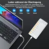 A laptop and a smartphone are connected by a USB-C cable, illustrating data transfer and charging. Produktbild-Vorschau