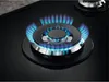 A close-up of a gas stove burner with blue flames. Voir les images du produit