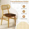 A chair with rattan backrest and leather seat in a room setting. Voir les images du produit