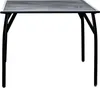 A square outdoor table with a black metal frame and a perforated metal top, shown against a white background. Náhled obrázku produktu