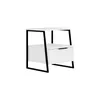A white nightstand with a black metal frame against a white background. Produktbild-Vorschau