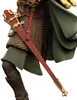 A close-up view of a character's lower torso and legs, showing detailed armor, a sword in a scabbard, and a green cloak. Náhled obrázku produktu