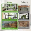 A collage comparing a plant stand with grow lights to a similar stand without, highlighting features like stability and waterproof surfaces. Produktbild-Vorschau