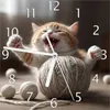 Wallario Design Wanduhr Katze mit Wollknäuel aus Echtglas, Produktbild-Vorschau 1