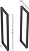 Two black metal table legs are shown with dimensions indicated by lines and text. Produktbild-Vorschau