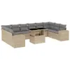 11-tlg. Garten-Sofagarnitur mit Kissen Beige Poly Rattan, Produktbild-Vorschau 2