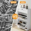 Schuhschrank BEALIFE 58x24x102 cm mit 2 Kippfächern & Produktbild-Vorschau 6