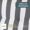A close-up of a striped fabric with text overlays. Produktbild-Vorschau