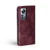 A burgundy flip case for a smartphone is shown from the side. Produktbild-Vorschau
