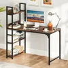A computer desk with an attached shelving unit. Náhľad obrázku produktu