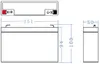 Technical drawing of a battery with dimensions. Produktbild-Vorschau