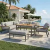 Ensemble de meubles de jardin en L Merax avec table en bois Voir les images du produit 1