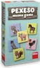 The image shows the front and side of a game box for 'PEXESO memo game' by Dino. The box features illustrations of various farm animals on tiles. Náhľad obrázku produktu