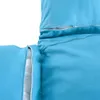 A close-up view of a turquoise cushion cover with a zipper. Produktbild-Vorschau