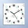 Wanduhr Echt-Glas-Küchenuhr Kakteen & Geometrie Quarz 30x30 Produktbild-Vorschau 1