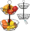 Moderno cesto portafrutta a due livelli in metallo nero per Anteprima dell’immagine prodotto 14